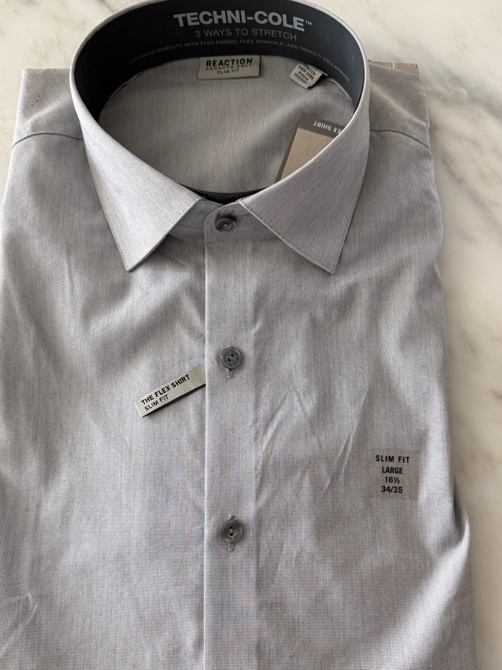 Kenneth Cole Reaction Techni-Cole Slim Fit Men's Gray Dress Shirt NWT - Picture 2 of 11